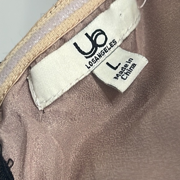 Ya Los Angeles Strapless Dress black Lace Overlay Nude lining underneath Size L - Picture 6 of 10